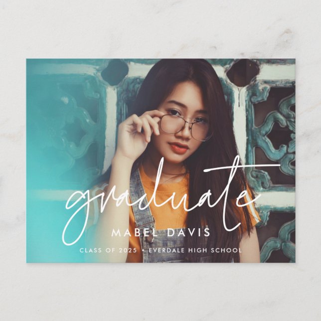 Modern minimalist	graduation photo postcard (Front)