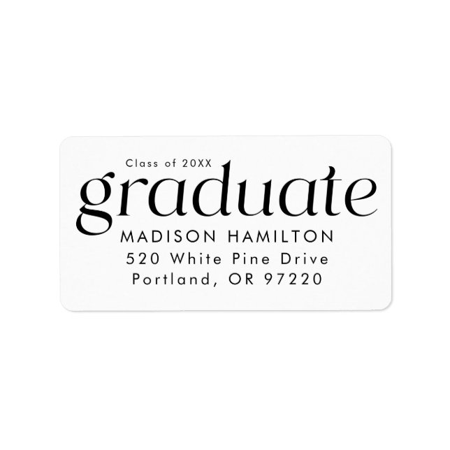 Modern Minimalist Graduation Return Address Label (Front)