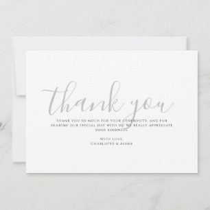 Modern Minimalist Gray Monogram Wedding Thank You Card
