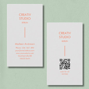 Modern Minimalist Gray Orange QR Code Business Card