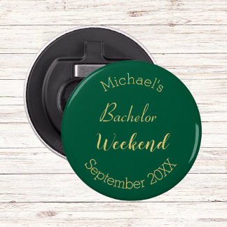 Modern Minimalist Green and Gold Bachelor Party  Bottle Opener