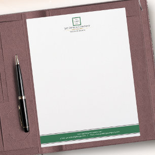Modern Minimalist Green Border Business Logo Custom Letterhead