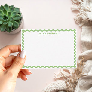 Modern Minimalist Green Border Monogram Name Card