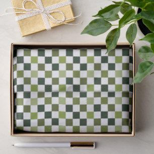 Modern Minimalist Green Check Christmas Tissue Paper