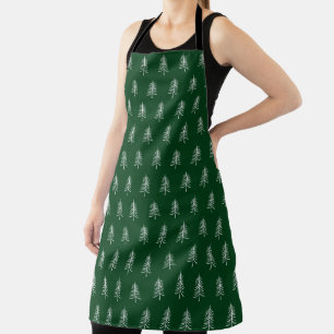 Modern Minimalist Green Christmas Tree Pattern Apron
