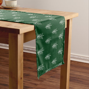 Modern Minimalist Green Christmas Tree Pattern Short Table Runner