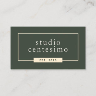 Modern Minimalist Green Cream Business Card