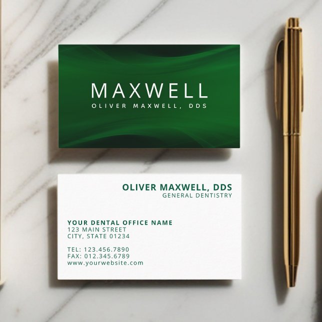 Modern Minimalist Green Dentist Business Card (Creator Uploaded)