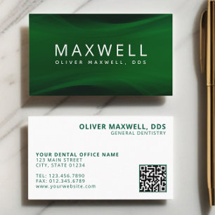 Modern Minimalist Green Dentist QR code Logo Business Card