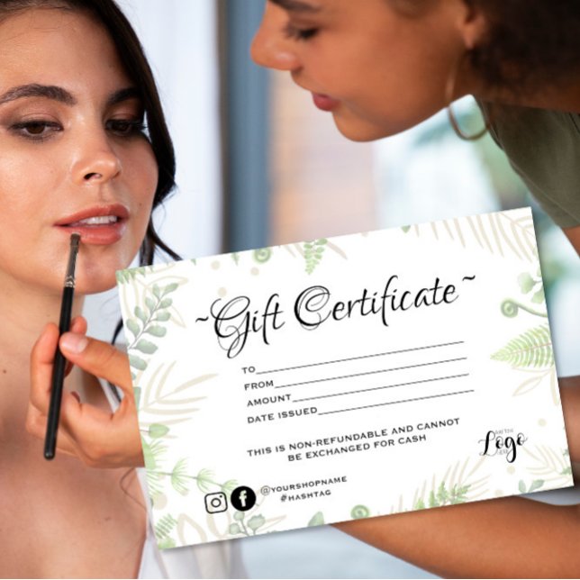 Modern Minimalist Green Fern Gift Certificate (Creator Uploaded)