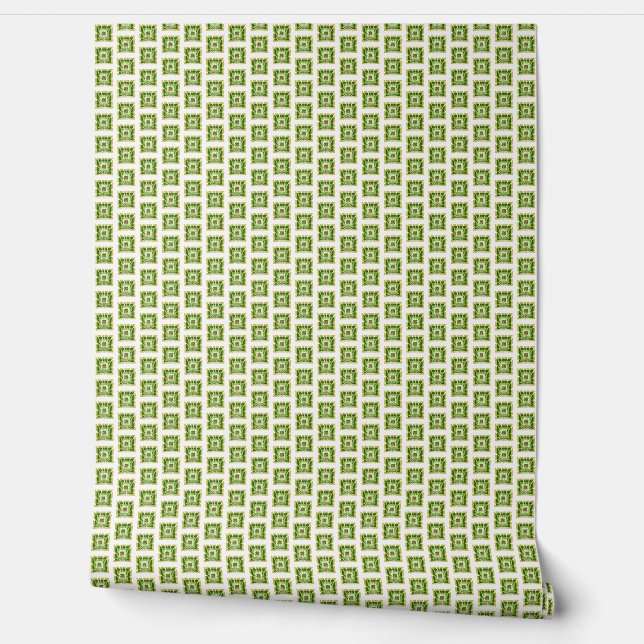 Modern minimalist green fusion botanical  wallpaper (Unrolling)