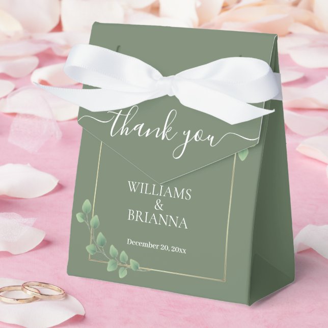Modern Minimalist Green Geometric Wedding Favour Box (Wedding)