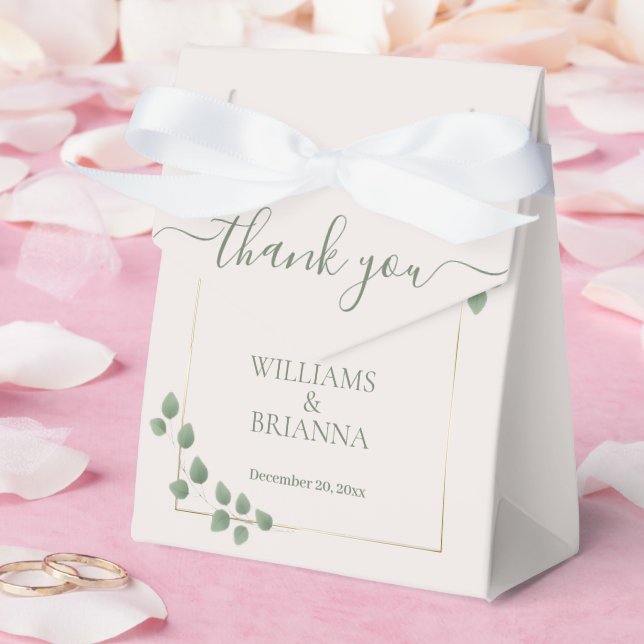 Modern Minimalist Green Geometric Wedding Favour Box (Wedding)