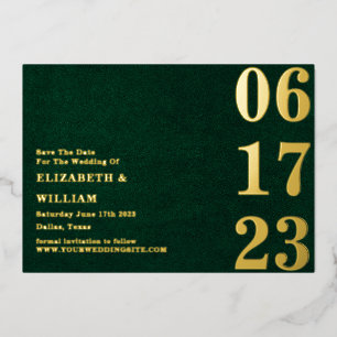 Modern Minimalist Green Gold Photo Save The Date