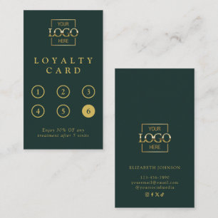 Modern Minimalist Green & Gold Professional Reward Loyalty Card