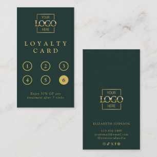Modern Minimalist Green & Gold Professional Reward Loyalty Card