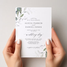 Modern minimalist green leaf wedding