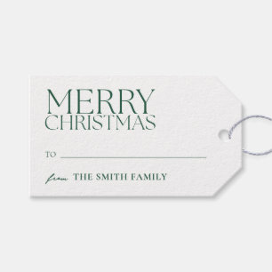 Modern Minimalist Green Merry Christmas Gift Tags
