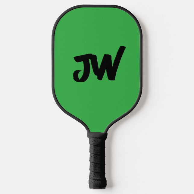 MODERN MINIMALIST GREEN MONOGRAM  PICKLEBALL PADDLE (Front)