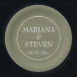 Modern Minimalist Green Paper Plate<br><div class="desc">Modern wedding paper plates for your wedding reception,  rehearsal dinner and bridal shower in the border minimalist green theme.</div>