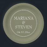 Modern Minimalist Green Paper Plate<br><div class="desc">Modern wedding paper plates for your wedding reception,  rehearsal dinner and bridal shower in the border minimalist green theme.</div>