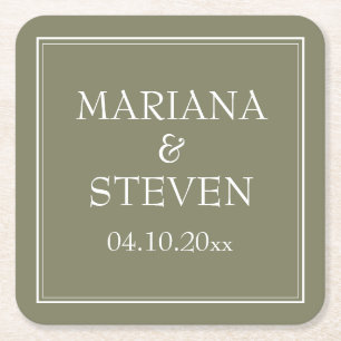 Modern Minimalist Green Square Paper Coaster