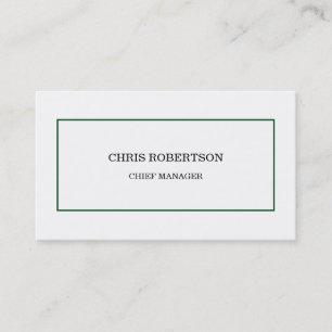 Modern Minimalist Green White Business Card