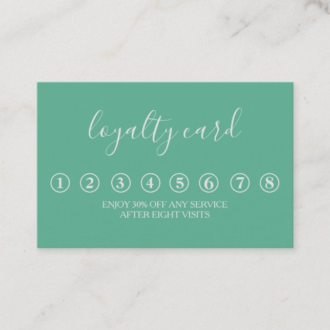 Modern Minimalist Green & White Loyalty Card (Front)
