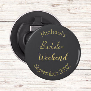 Modern Minimalist Grey and Gold Bachelor Party Bottle Opener