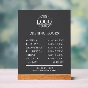 Modern Minimalist Grey Business Opening Hours Acrylic Sign