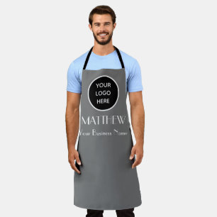Modern Minimalist Grey Custom logo Modern Apron