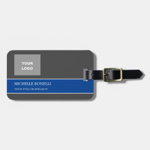 Modern Minimalist Grey Deep Blue Colour Luggage Tag