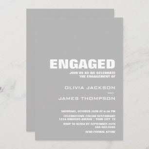 Modern Minimalist Grey Engagement Party Invitation