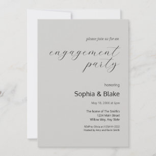 Modern Minimalist Grey Goose Engagement Party Invitation