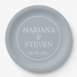 Modern Minimalist Grey Grey Paper Plate
