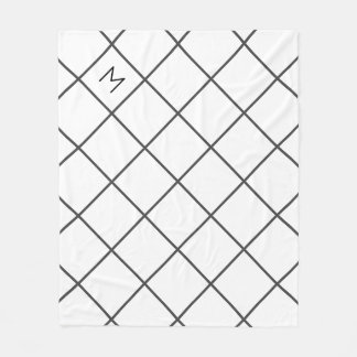Modern Minimalist Grey Grid Lines | Monogram Fleece Blanket