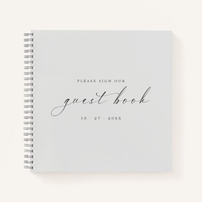 Modern Minimalist Grey Guest Book for Weddings (Front)