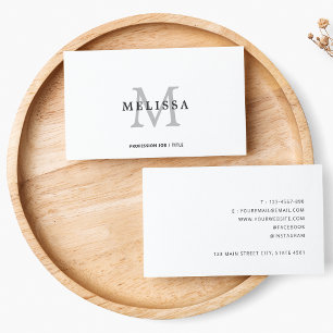 Modern Minimalist Grey Monogram Name Clean Simple Business Card