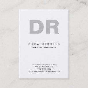 Modern Minimalist Grey Monogram White Large Business Card