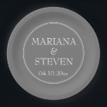 Modern Minimalist Grey Paper Plate<br><div class="desc">Modern wedding paper plates for your wedding reception,  rehearsal dinner and bridal shower in the border minimalist grey or grey theme.</div>