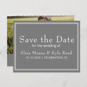 Modern Minimalist Grey Photo Save the Date