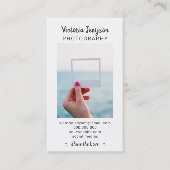 Modern minimalist grey photographer trendy photo business card (Front)