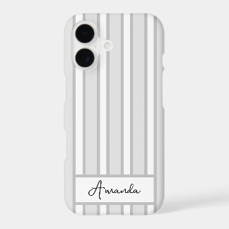 Modern Minimalist Grey Pinstripe Personalised