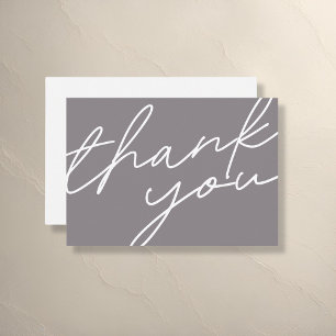 Modern Minimalist Grey Script Wedding Thank You Card