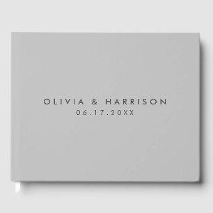 Modern Minimalist Grey Simple Wedding Guest Book
