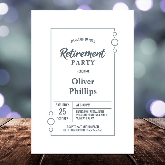 Modern Minimalist Grey Text Retirement Party Invitation (Creator Uploaded)