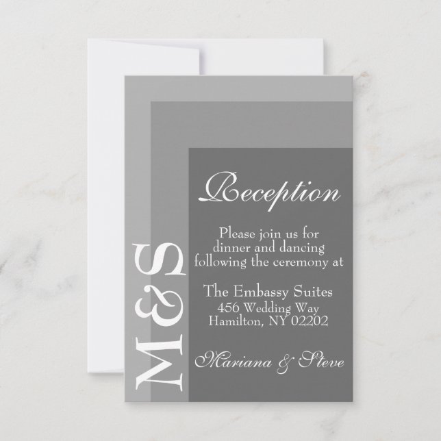Modern Minimalist Grey Wedding Reception Card (Front)