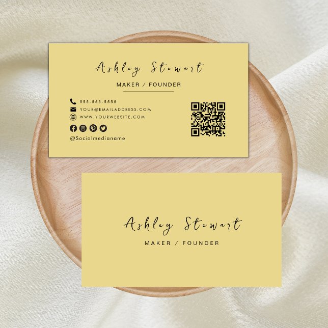 Modern Minimalist Groovy Professional Qr Code Business Card (Creator Uploaded)