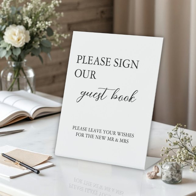 Modern Minimalist Guest Book Wedding  Pedestal Sign (Creator Uploaded)