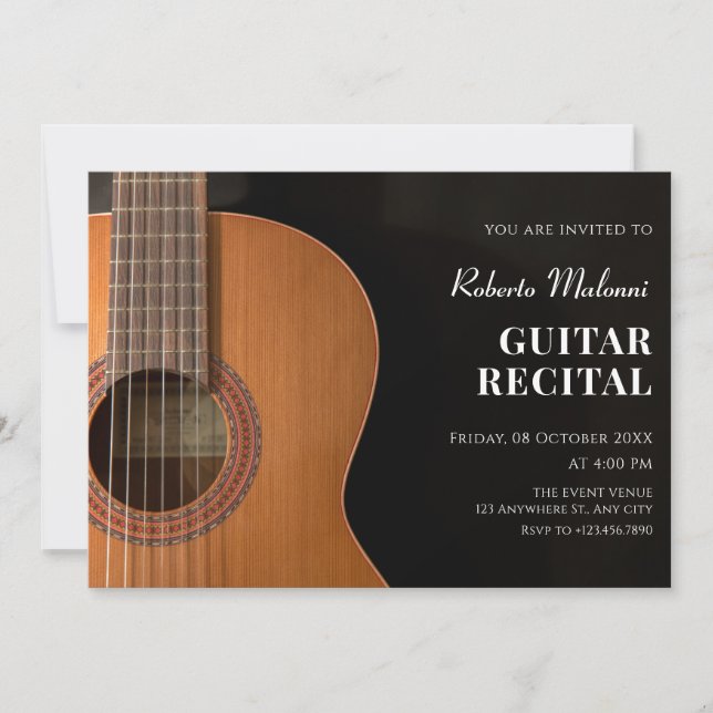 Modern minimalist guitar recital  invitation (Front)